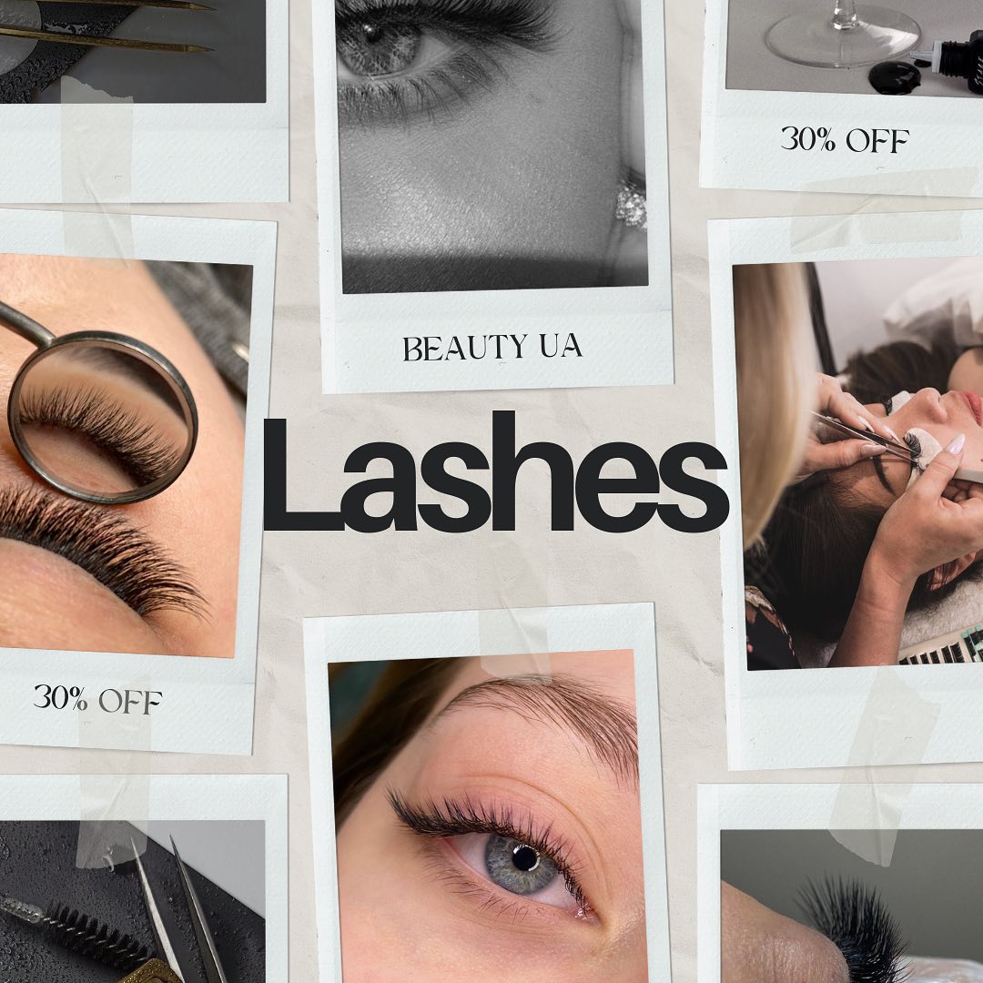 Beauty UA lashes collage with 30% off
